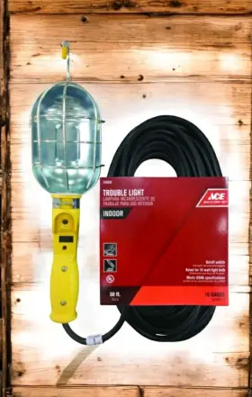 3205838 Ace 50ft Heavy Duty Trouble Work Light Metal Cover And Plug Socket 16/3