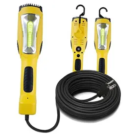 Acl12l Aceland Portable Corded Led Work Light With Outlet In Handle Cob 1600 6ft Yellow