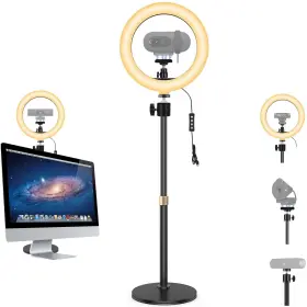 10rldmh-004 Acetaken Magnetic Webcam Brio 101 Light Stand 10 Inch Ring With Tabletop Tripod