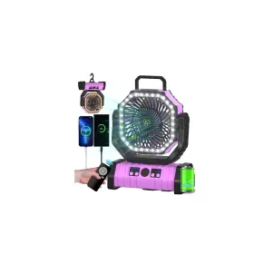 Adust 519287947101 Camping Battery Operated Powered Fan With Led Lantern Light Portable 20