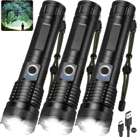 B0fp537knw Alstu 3 Pack Rechargeable Led Flashlights 990000 Lumens Adjustable 5 Modes Ipx7