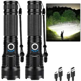 M082-2p Alstu Rechargeable 99 000 High Lumens Flashlight - 2pack Bright Led Flash Light Wit