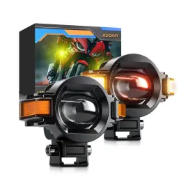 Auokay 768825879583 Motorcycle Led Fog Lights Auxiliary Driving Light Spotlights 4 Modes 6