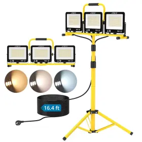 Efu178eudes Autoutlet 300w Led Work Light 27000lm Triple-head Floodlight Adjustable Tripod Ip66 Strong