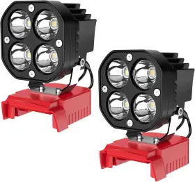 6000l Azocek 711181636086 2 Packs Led Work Light Compatible With Mil-wau-kee 18v Battery 40w