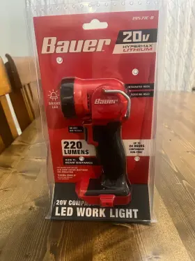 19571-c Bauer 20 V Volt Cordless Tool Led 220 Lumen Work Spot Light Flashlight New