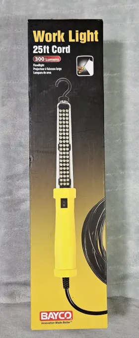Sl-2125 Bayco 017398801218 Hand Lamp Led Work Light 25ft Cord 60 300 Lumen Magnetic Hook