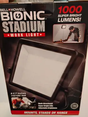 Bell Howell 080313089015 1000 Lumens Outdoor Portable Super Bright Led Corded Rotating Stadium Work Light