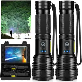 B0fcyl2kmr Bercol 99 000 Lm Rechargeable Led Flashlight 2-pack High Lumens Bright Waterproof Usb