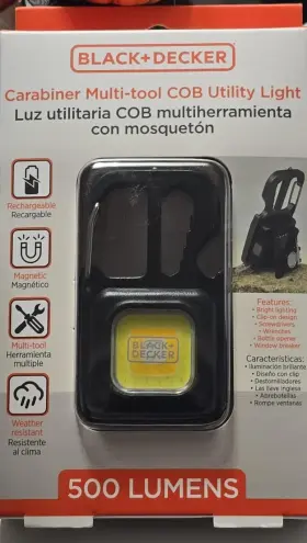 Black Decker 805106960032 Cob Clip-on Utility Led Work Light Multi Tool With Bottle Opener