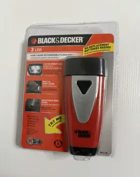 Dfl1b Black Decker 3 Led Hand-crank Rechargeable Li-ion Flashlight Adjustable Stand