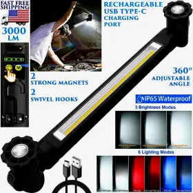 Rbw1-620023bb-h01 Branded 3000lm Cordless Magnetic Flexible Underhood Led Work Light Rechargeable With Hooks
