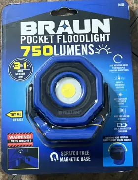 Braun 57187 Pocket Floodlight Rechargeable 750 Lumens Magnetic Led Light Very Bright