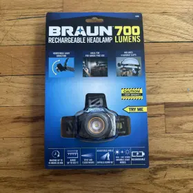 59298-braun Braun Brand New 700 Lumen Adjustable Rechargeable Led Headlamp With Charging Cable