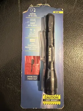 Braun 59315 Pocket Pan Flashlight Tactical Portable Small Work Light 200 Lumen 250 Ft Range