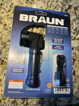59535 Braun 900 Lumen Rechargeable Swivel Head Led Flashlight Spot Light Flash Torch