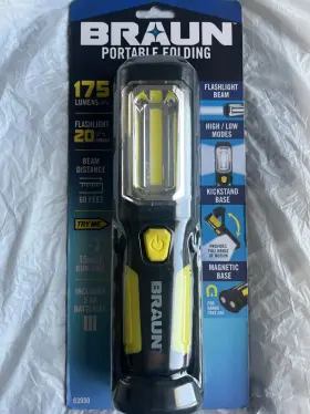 Braun 792363639309 175 Lumen Portable Foldable Led Work Light With Magnetic Base