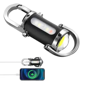 B0f2h8j168 Budatao 3-in-1 Rechargeable 500 Lumens Led Keychain Flashlight Edc Tool