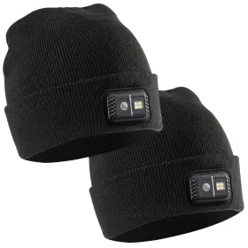 990426148 Caplight Rechargeable Led Knit Beanie Black Fleece 4.0 2-pack New With Tags
