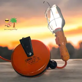 44610 Carol Incandescent Work Light With 18ft Retractable Cord Reel Orange &black