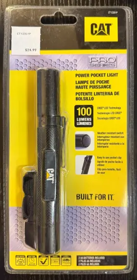 Ct12351p Cat Power Pocket Light 100 Lumen Led Flashlight Clip
