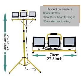 Rv-a-001 Changlang 30000 Lumen Led Work Light With Stand - 3 Head Portable Flood For Job Site