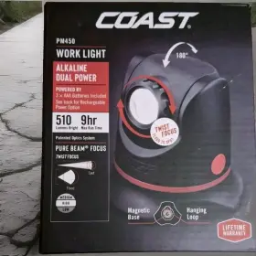 Pm450 Coast 015286303646 - 510 Lumen Dual Power Magnetic Focusing Led Work Light New