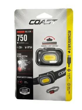 Rl12r Coast 015286310460 Rechargeable Plus Rear Loading 750 Lumens Tri-color Led Headlamp