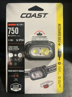 Rl12r Coast 015286310644 Rechargeable Plus Rear Loading 750 Lumens Tri-color Led Headlamp