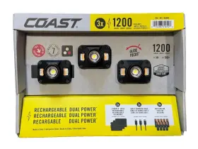Ch1200r Coast 1938005 Rechargeable Led Headlamp 1200 Lumens 3 Pack