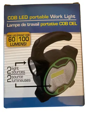 Cob 195464008355 Style Led Portable Flashlight With Handle - 2 Light Sources New