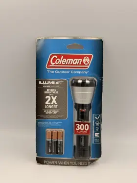 2000031432 Coleman 300 Lumens Led Flashlight Batteryguard Ipx4 Water Resistant 3 Aaa New