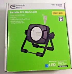 Commercial Electric 810055016518 Portable Led Work Light/1000 Lumen/5 Foot Cord/folding Stand