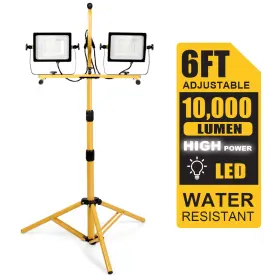E637us-spa5747 Costway 100w 10 000lm Led Dual-head Work Light Lantern With Adjusting Stand Ip65 Waterproof