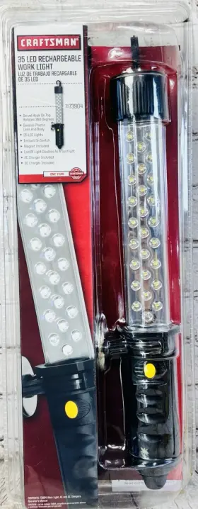 34-73904 Craftsman 35 Led Rechargeable Work Light With Ac And Dc Chargers New In Package