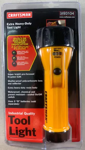 34-93104 Craftsman New In Package Nos Extra Heavy Duty Tool Light Flashlight