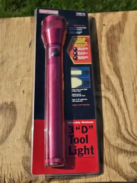 34-93119 Craftsman Vntg Nos Heavy Duty 3 D Cell Red Aluminum Flashlight Sealed