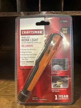 3473960 Craftsman Mini Led Work Light With Magnetic Base - 60 Lumens Pocket Size