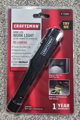 3473965 Craftsman Mini Led Work Light Magnetic Base 60 Lumens Pocket Size Black