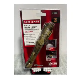 73961 Craftsman Mini Led Work Light 60 Lumens Pocket Size Clip Magnetic Base Batteries