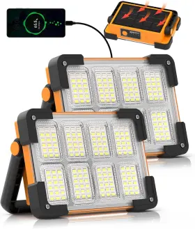 Dancingboar 313097399323 2 Pack 120w Solar Rechargeable Work Light 144 Led 10000lm