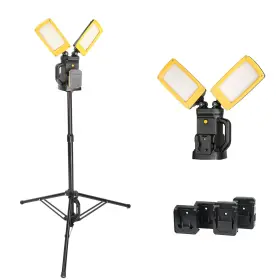 Dy-368-13-yellow Dayatech 12000lm Cordless Led Work Light 85w Dual-head With Tripod Compatible D