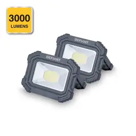 Defiant 705353297946 3000 Lumens Rechargeable Magnetic Utility Light 2-pack With Power Bank