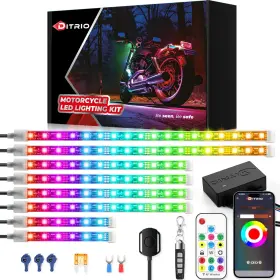 M8fc Ditrio 8pcs Motorcycle Led Lights With Brake Turn Signal Underglow Light Kits D