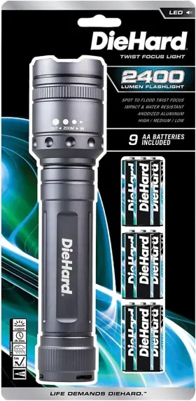 41-6124 Dorcy Diehard Twist Focus Flashlight Grey 2400 Lumens