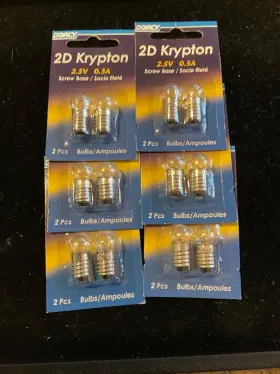 41-1648 Dorcy Kpr2 12- Bulb Pack Lot 2d Krypton Screw Base 2.5v 0.3a Light