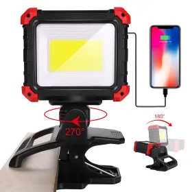 Easymaxx 973365301355 Led Rechargeable Work Light 2100lm Cob Magnetic Clip Worklight 270 Rotating Mob