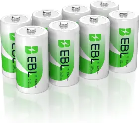 Ebl 503710343240 Rechargeable C Batteries 5000mah Ni-mh Size Battery Pack Of 8