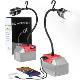 Spu07072 Ecarke 2pcs Led Work Light With Flexible Gooseneck For Milwaukee 18v Battery 20w 20