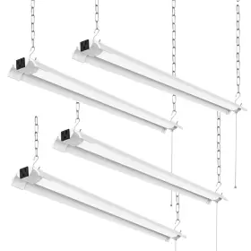 S-02-04 Enateclite 4-pack 4ft Linkable Led Shop Light Plug In Garage Lighting With Power Cord A